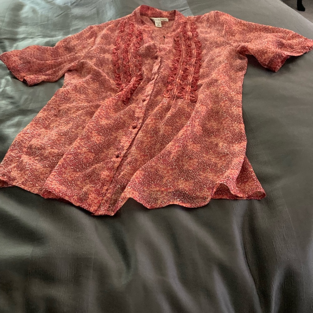 Banana Republic small sheer blouse with covered buttons.